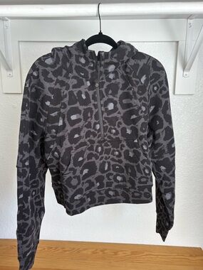 Lululemon Scuba Oversized Half-Zip Gray Leopard Print Hoodie